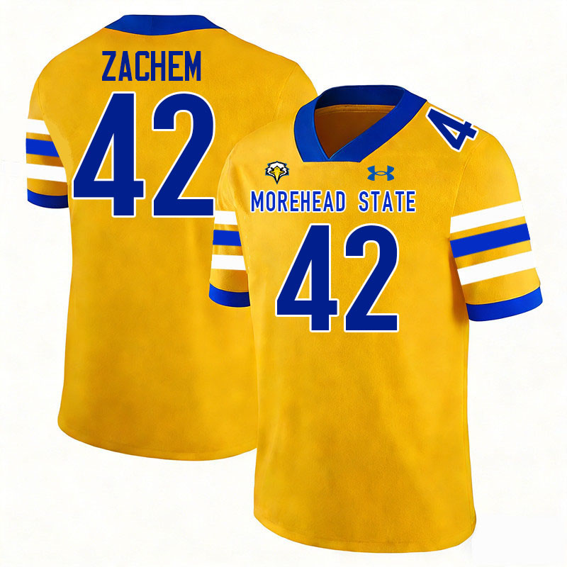 Morehead State Eagles #42 Vincent Zachem College Football Jerseys,Uniforms-Gold